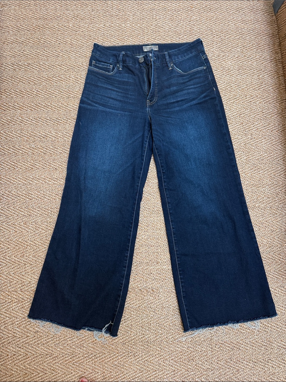 Kut from the Kloth Dark Blue Wide-Leg Raw Hem Jeans